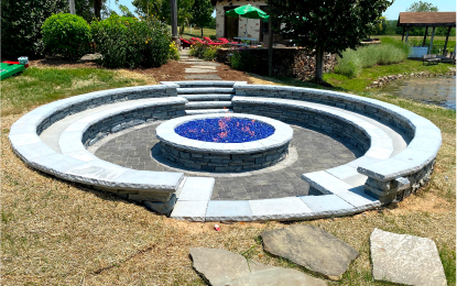 sunken fire pit and seating