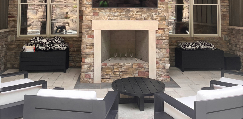 fancy outdoor fireplace
